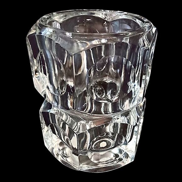 Bohemia Crystal Candle Holder Vase Icy Winter Holiday Party Cube Witchy Glass - Picture 9 of 16